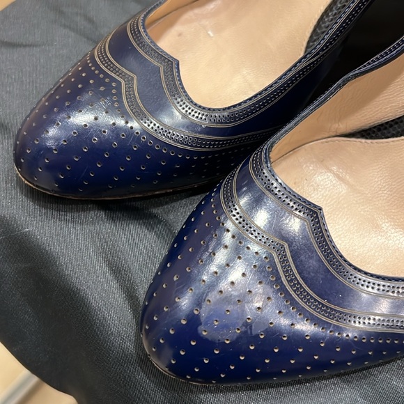 Blue Fendi Laser Cut Menswear Pumps with shoe bag
